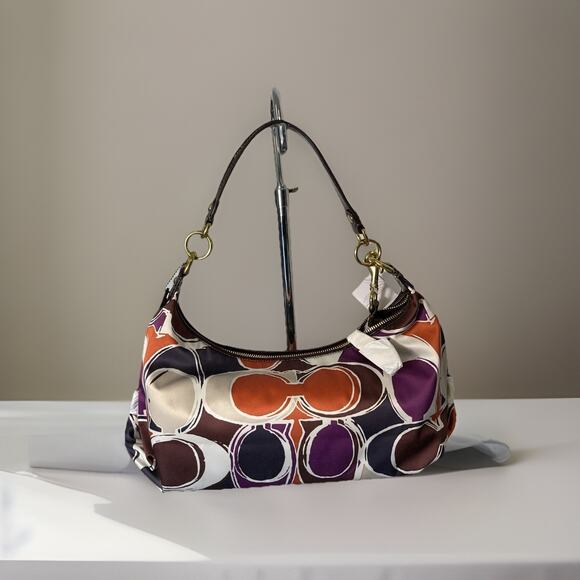 NWT Coach Ashley Scarf Print Bag, Wristlet & Mirror Multicolor Gift Ready Set - Picture 9 of 16